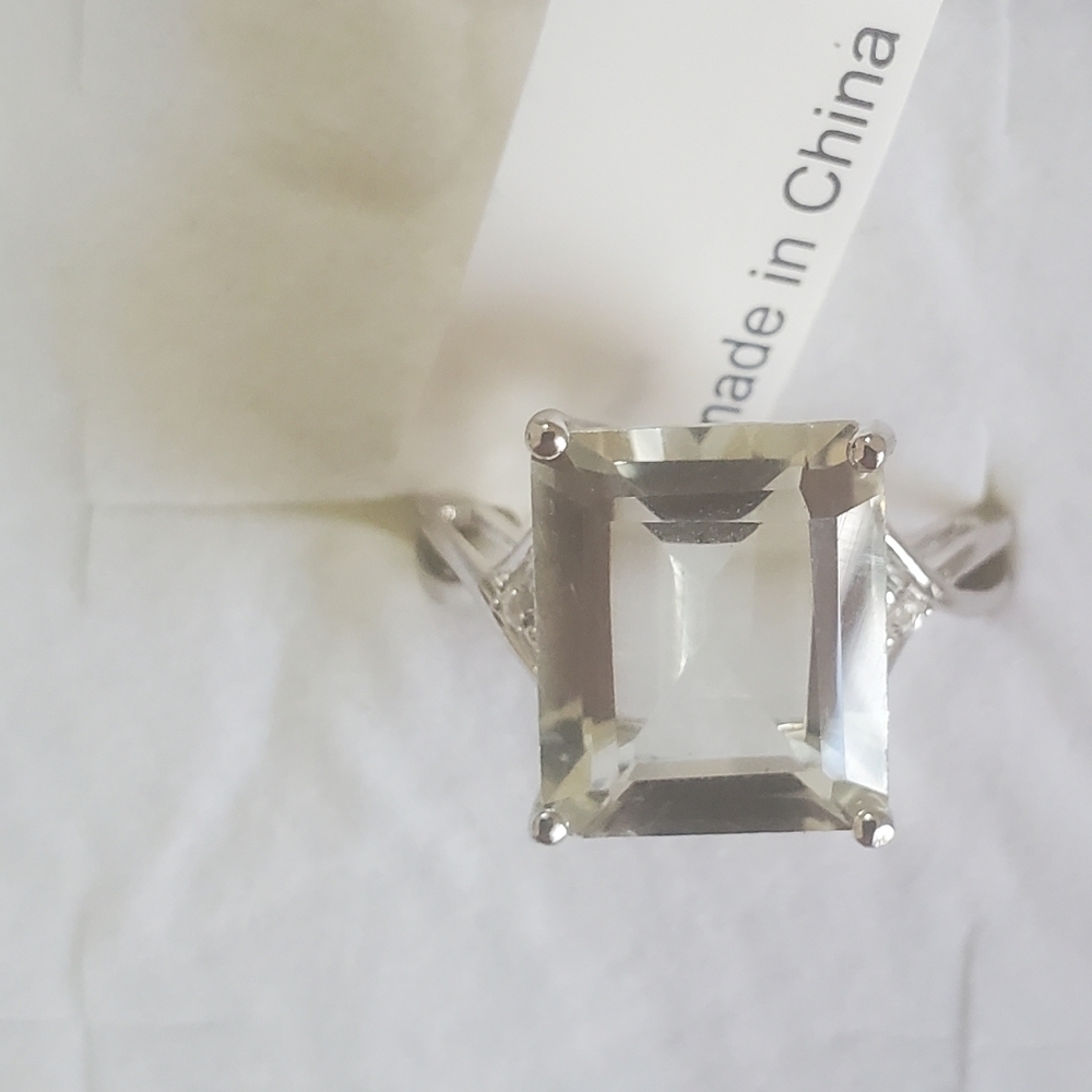 Sterling Silver pasiolite & White Topaz Ring - Picture 5 of 7